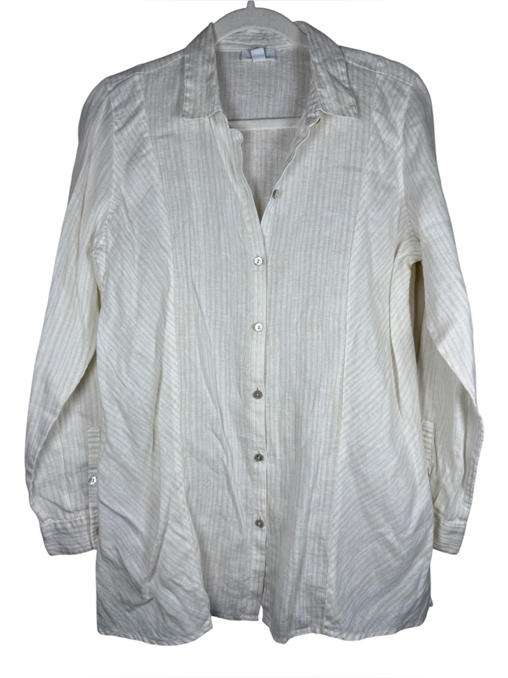 J.Jill Love Linen Striped Button Down Shirt Size S